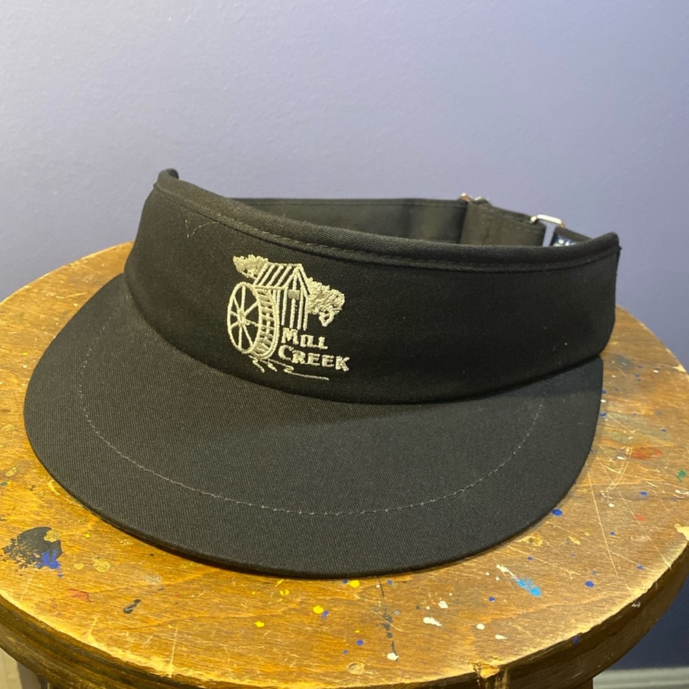 Men’s black Visor hat Mill Creek adjustable cap NWT USA town talk